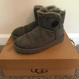 UGG Mini Bailey Button Boots Gray US 7